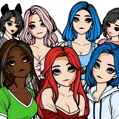 a group of realistic girls