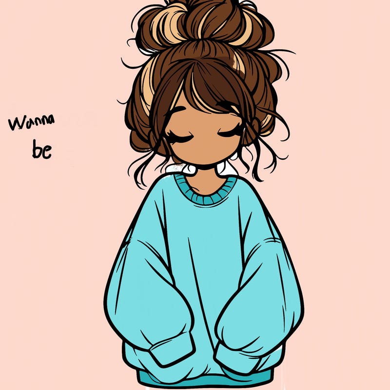 girl with baggy sweatshirt and messy bun