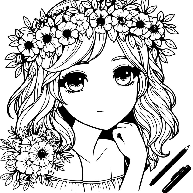realistic girl with flower crown