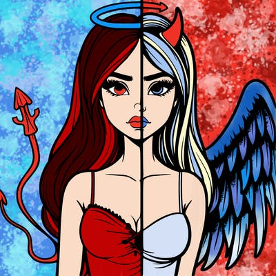 devil vs angel realistic girl