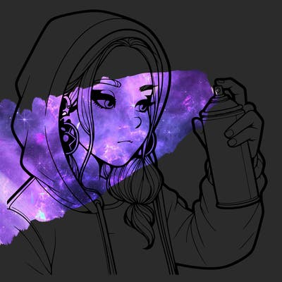 a realistic girl, spray painting