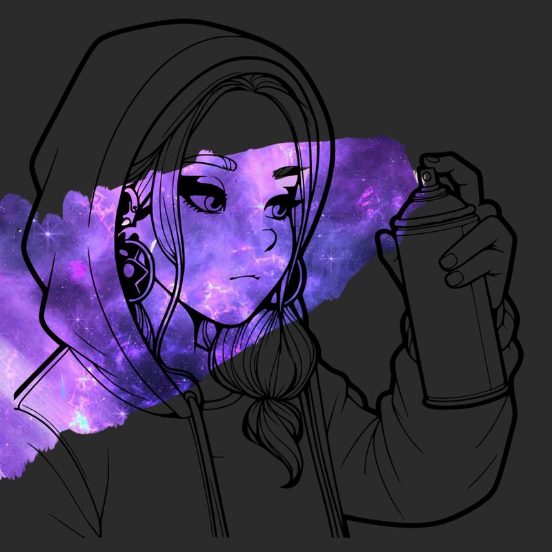 a realistic girl, spray painting