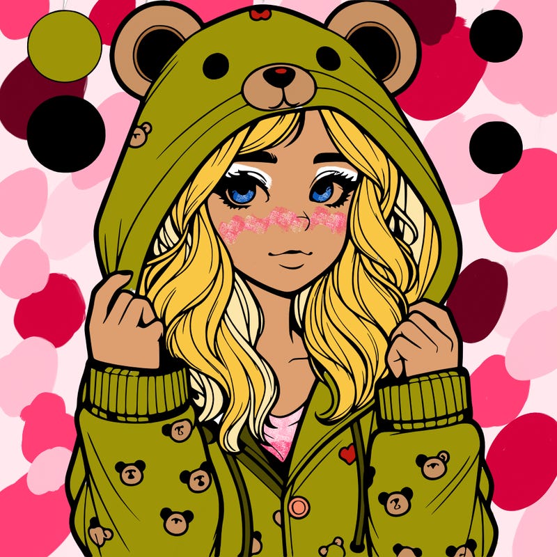 realistic girl in a animal pjs hoodie