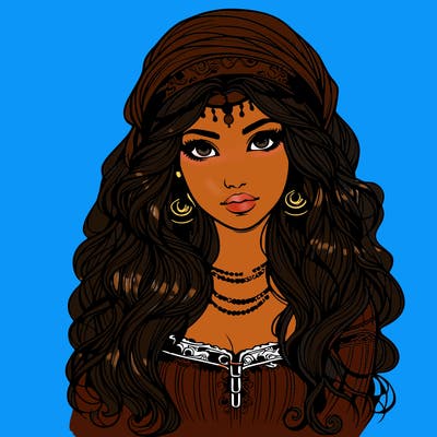 realistic beautiful mysterious gypsy girl