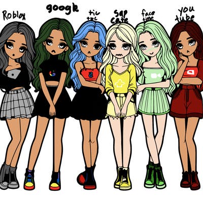 a group of girls realistic