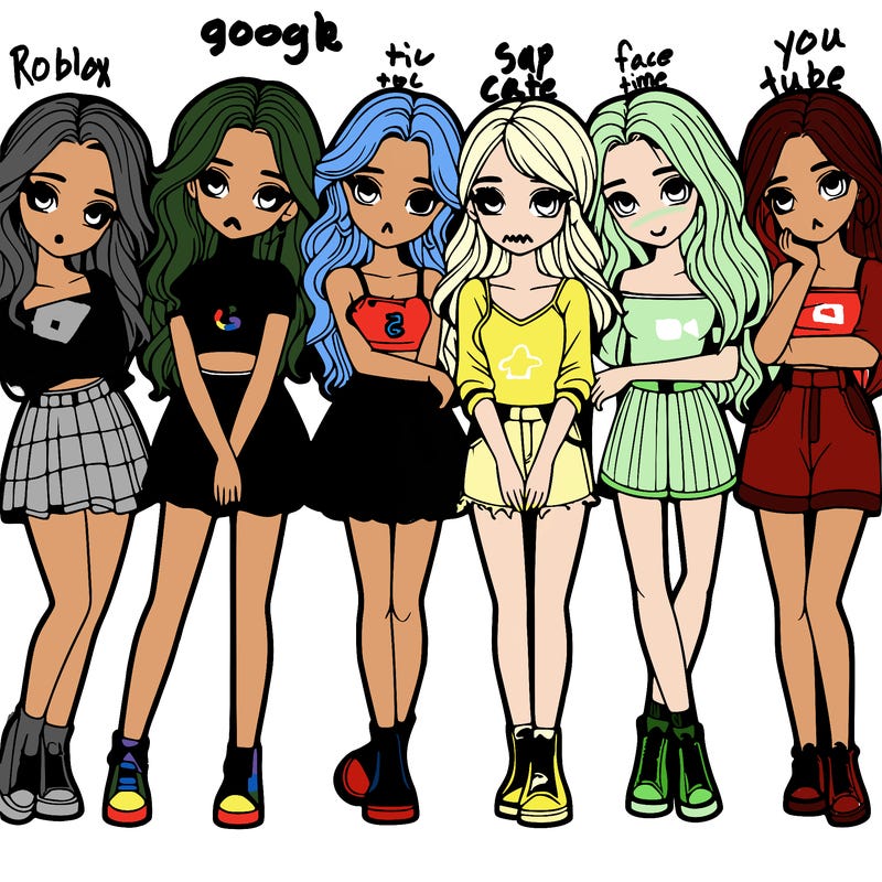 a group of girls realistic