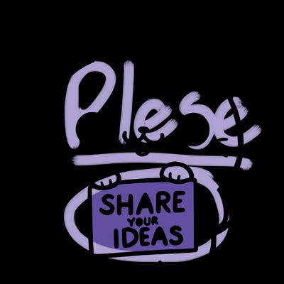a cute cat saying share your ideas