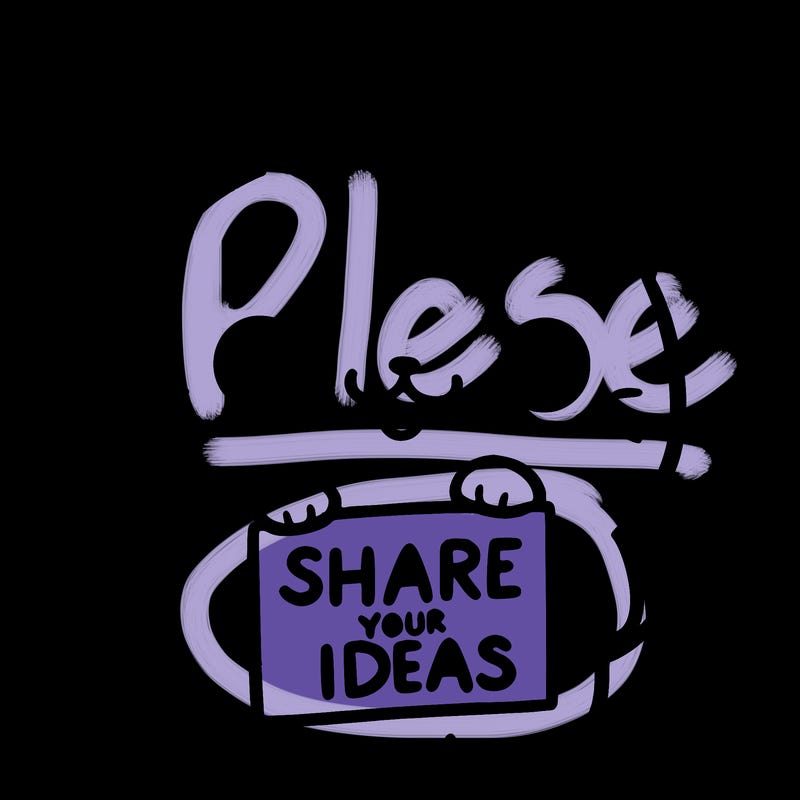 a cute cat saying share your ideas