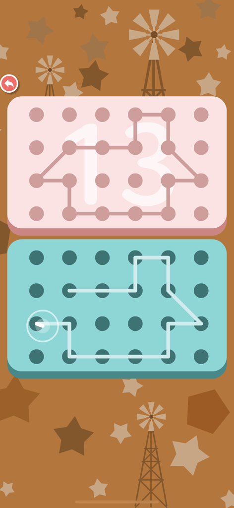 Preschool Maths 123 - Niño en edad preescolar trazando una forma al conectar puntos en un geoplano digital en una aplicación de aprendizaje