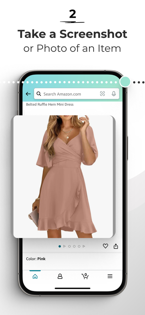 AI Clothes Try-On: DressTry - Una pantalla de smartphone que muestra el paso de la aplicación DressTry para tomar una captura de pantalla de una prenda de moda para probar con IA