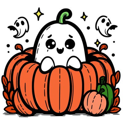 cute ghost in a pumpkin