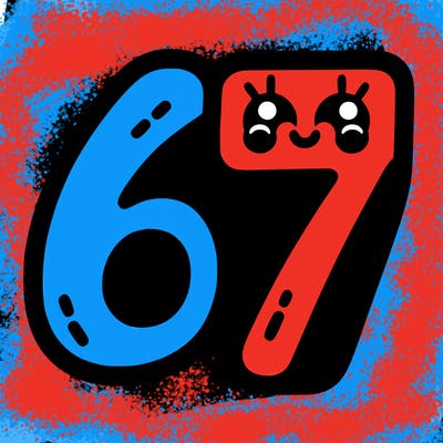 the numbers 67