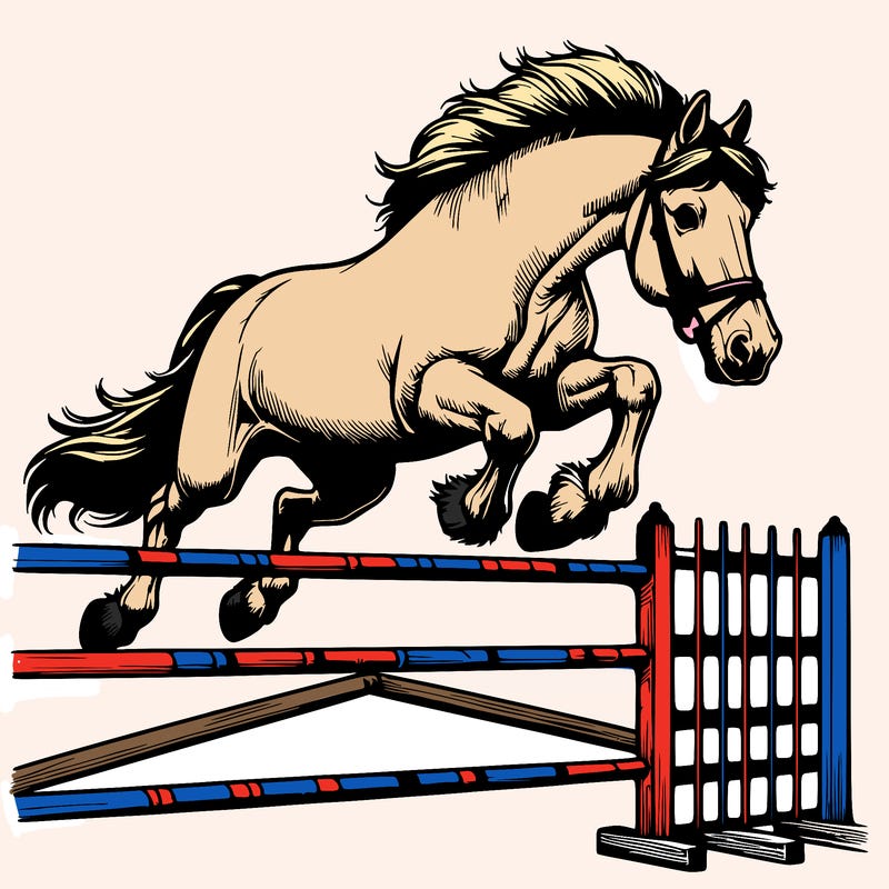 realistic horse jumping