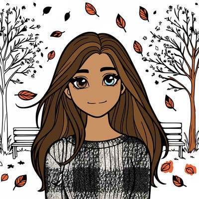 teenage girl in the autumn