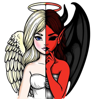 realistic angel half demon