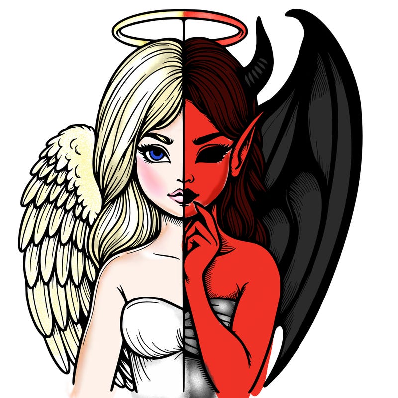 realistic angel half demon