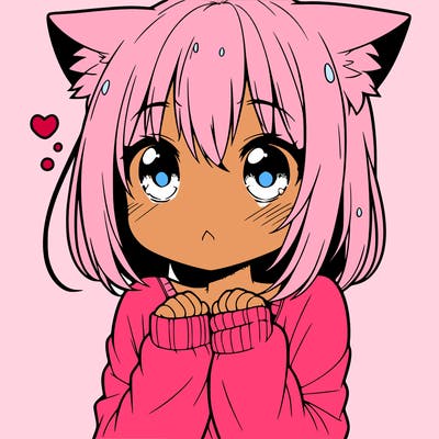 shy anime catgirl