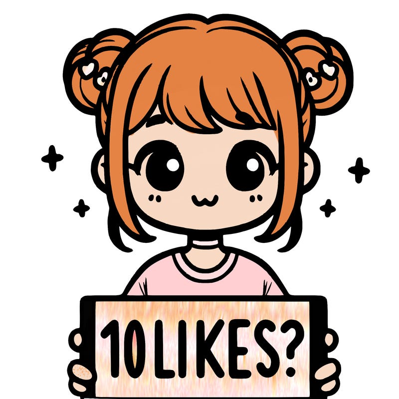 cute girl that is holding a sign that says 10 likes?