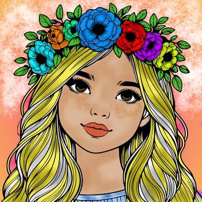 realistic girl with flower crown