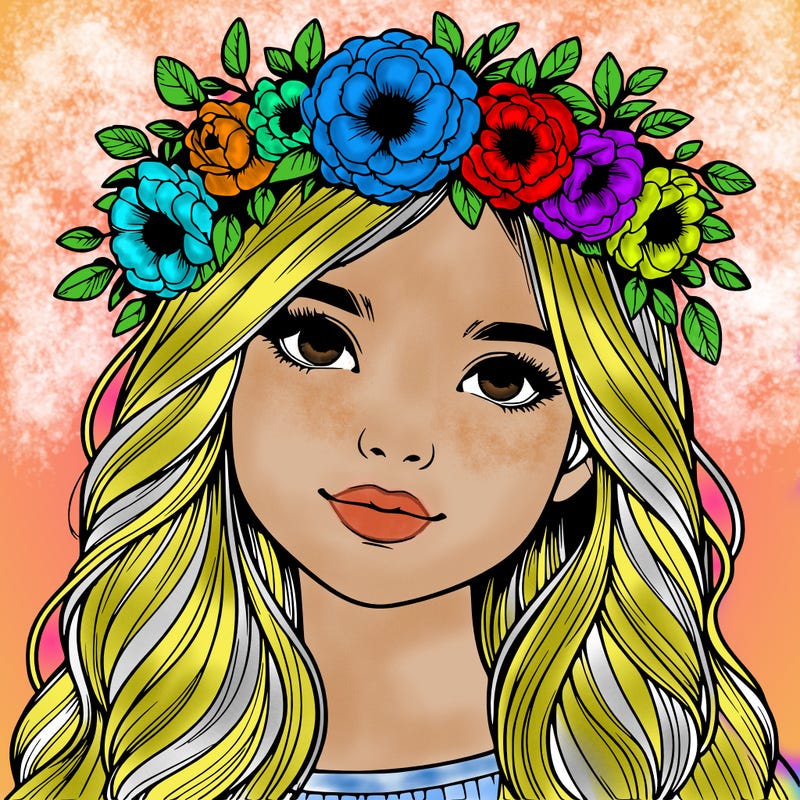 realistic girl with flower crown