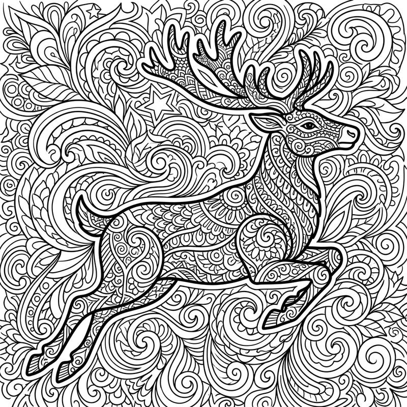Experience the magic of the holidays with this stunning Zentangle Flying Reindeer coloring page. Its intricate patterns and soaring form offer a unique and relaxing artistic journey.