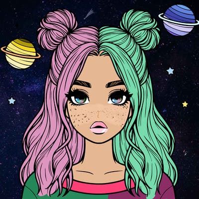 realistic girl with space buns