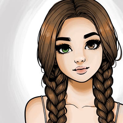 realistic girl with braids