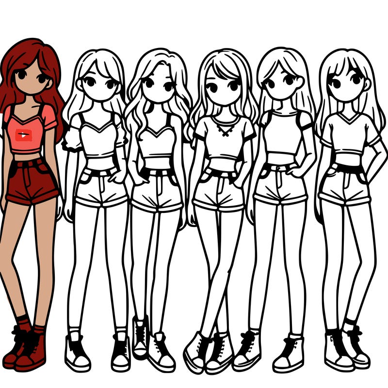 a group of girls wearing crop tops and shorts