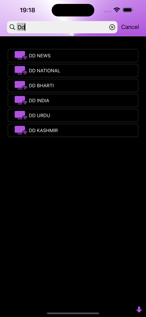 STB IPTV - STB IPTV app search results showing various Indian DD live television channels