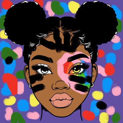 realistic black woman with two buns