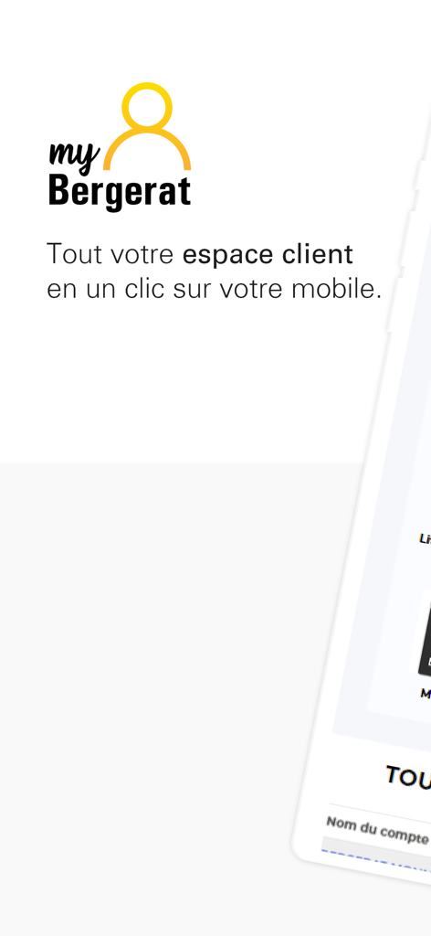 Espace client My Bergerat - My Bergerat mobile app client portal welcome screen showing the logo and slogan
