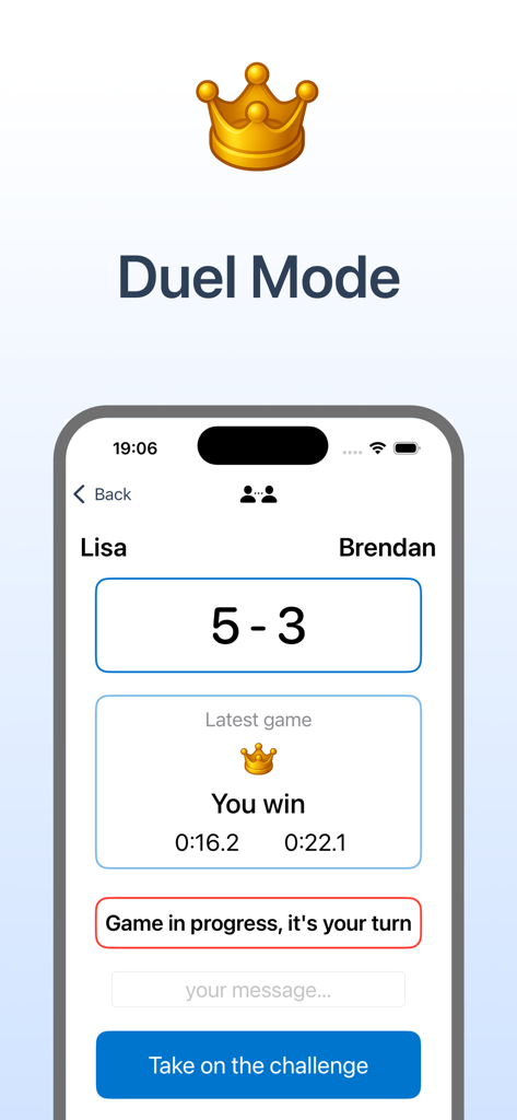 Queens Battle - Queens Battle multiplayer duel mode screen showing match results and player scores.