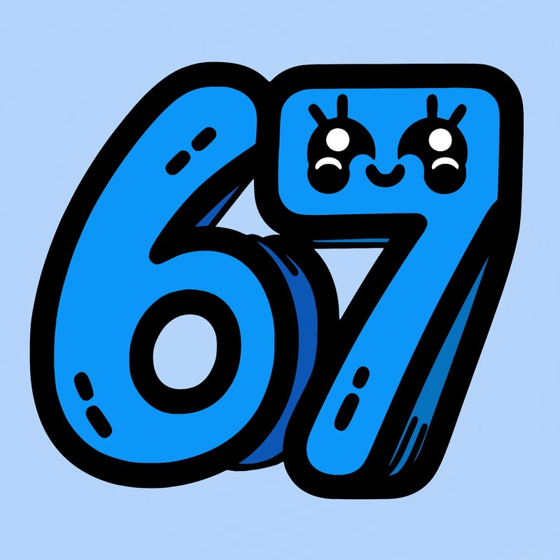 the numbers 67