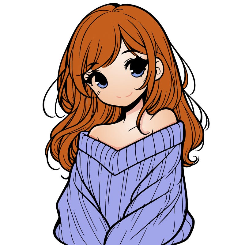 shy pretty girl wearing a sweater that is falling off one shoulder portrait