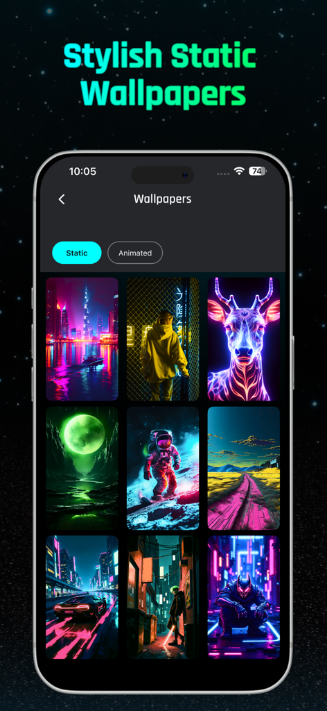 Digital Neon Night Clock - Gallery of stylish neon static wallpapers for phone customization