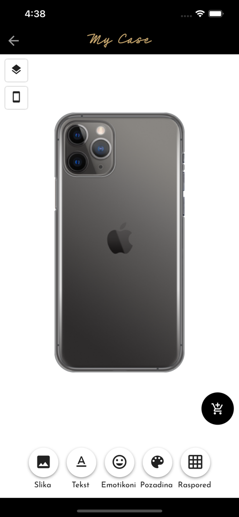 The design interface of the 3G myCase app featuring an iPhone preview and custom case creation tools.