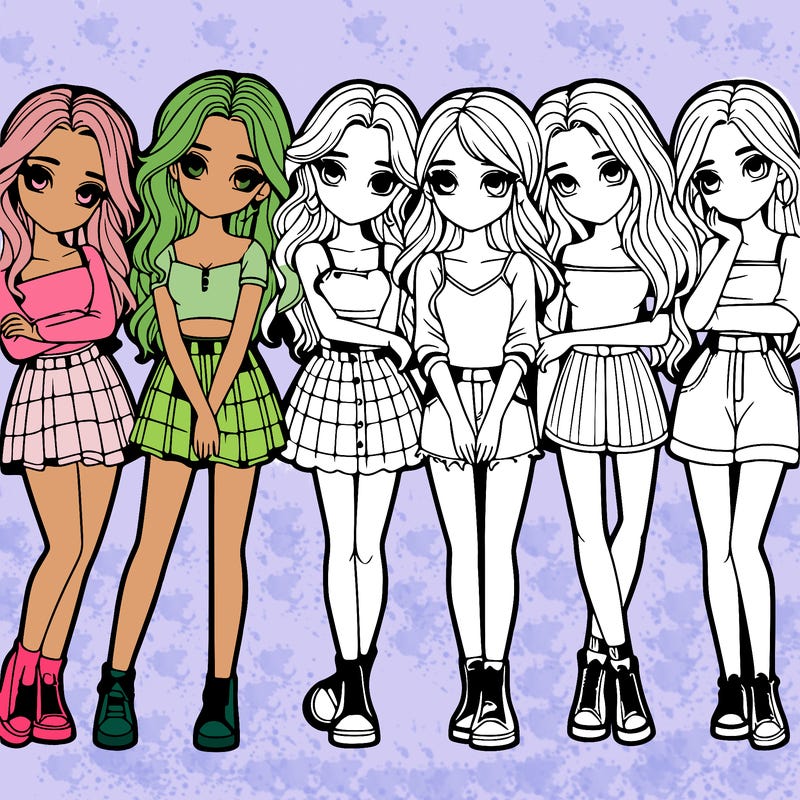 a group of girls realistic