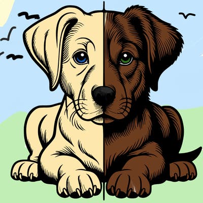 realistic dog split picture