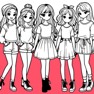 a group of five girls