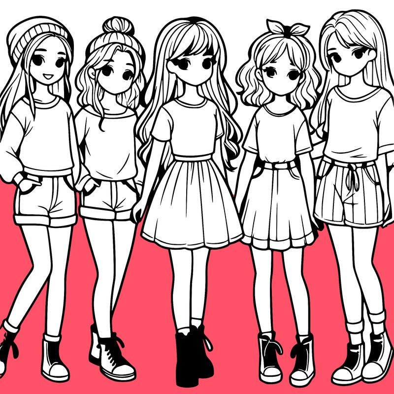 a group of five girls