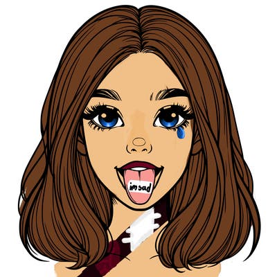 realistic girl with her tongue out