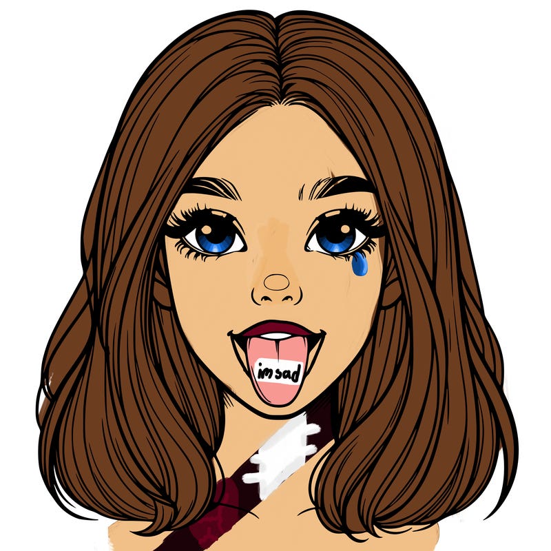 realistic girl with her tongue out