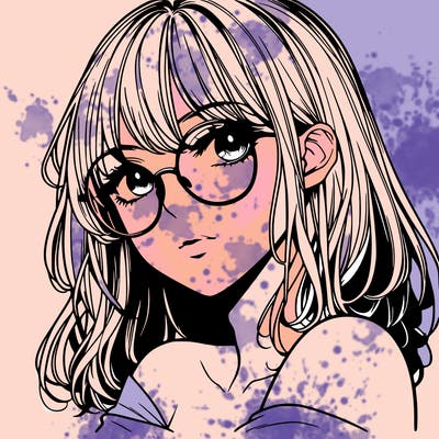 manga woman character with glasses and nice lips