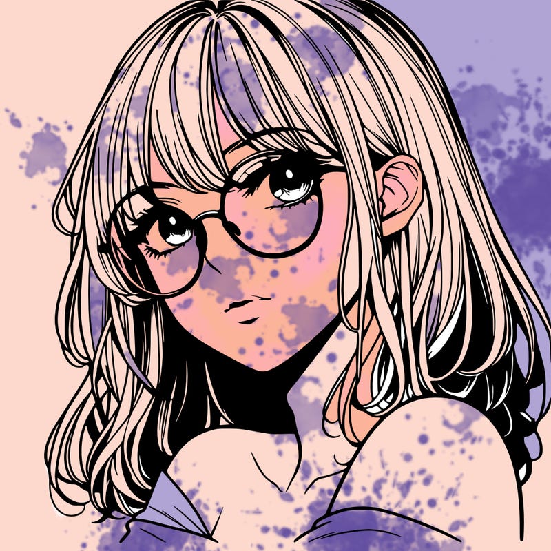 manga woman character with glasses and nice lips