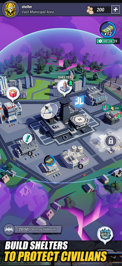 DC: Dark Legion™ - Juego de construcción de ciudades estratégico en DC Dark Legion con refugios y un domo protector