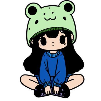 a girl wearing a frog hat and some frog socks