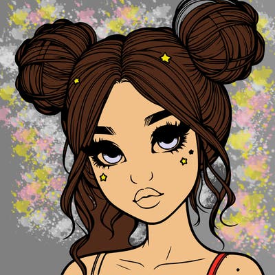 realistic girl with space buns