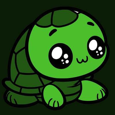 cute little animated turtle