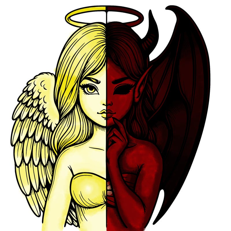 realistic angel half demon