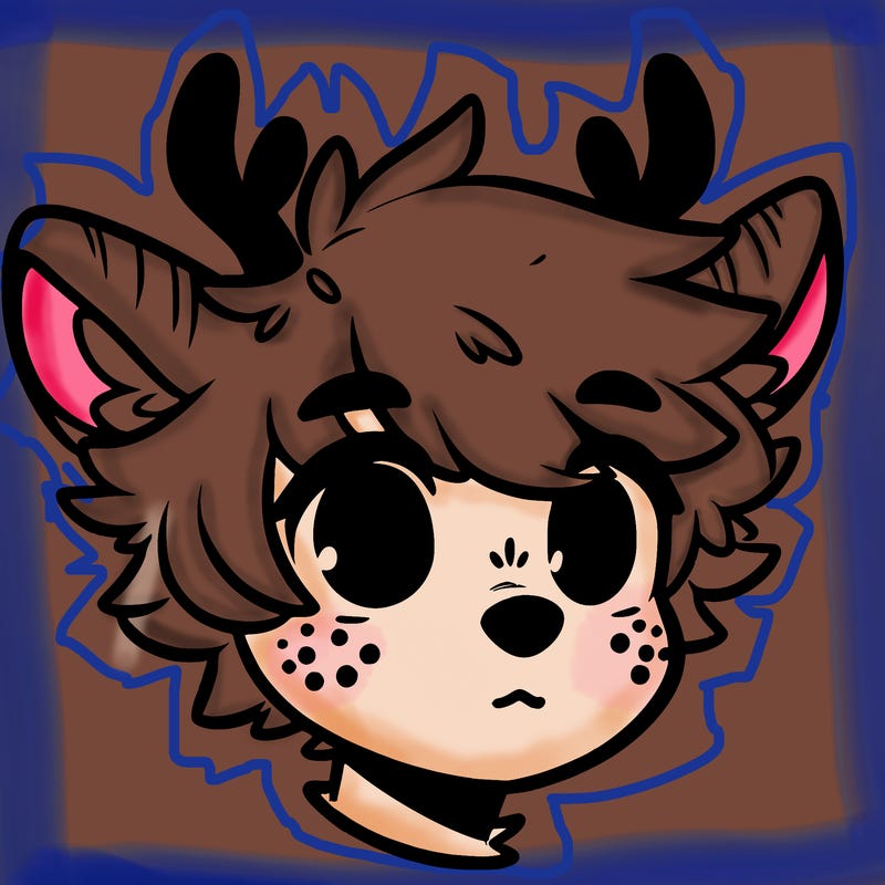 a humanoid deer with soft fluffy ears